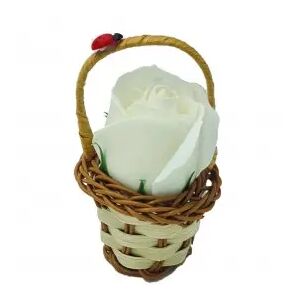 Dekoratív virágkompozíció kosárban, kis, fehér