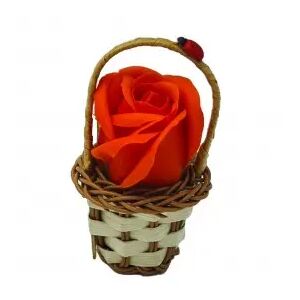 Dekoratív virágkompozíció kosárban, kis, sötét narancssárga