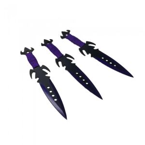 Set 3 cutite aruncare Abyss Ninja, mov si negru - Cuțite de vânătoare și de supraviețuire