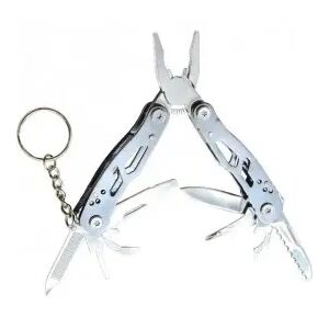 Összecsukható, multifunkciós kulcstartó, 10 funkcióval, szürke
