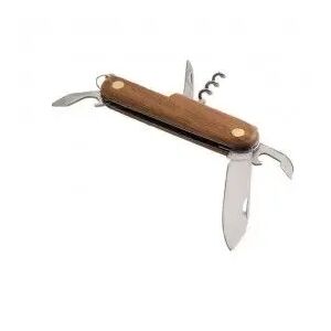 Többfunkciós kés rozsdamentes acélból és fából 5 funkcióval, Dalimag, 90 x 25 x 12 mm