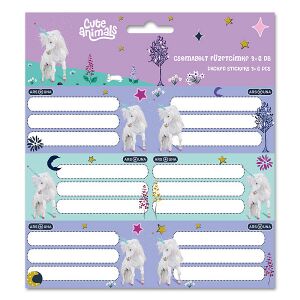 Ars Una füzetcímke 3x6 db-os - Cuki állatok - Unikornis 123144756 - Ars Una