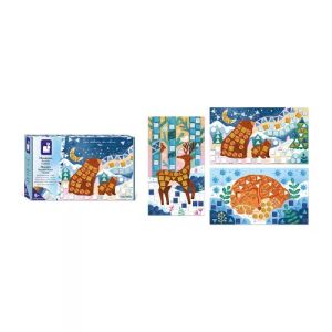 Janod Gyönyörű Téli Mozaik kézműves készlet 3 téli jelenettel, szarvas, medve és róka szerepel rajta - Janod