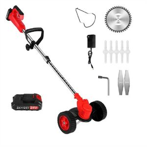 Kiyoshi 36V Akku-Ultraleicht-Kantenschneider mit Zusatzrädern, Rasenmäher mit Teleskopgriff, 2 Akkus