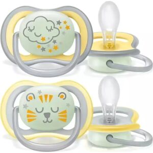 Залъгалки Philips Avent Ultra Air Nighttime, дизайн на облак и тигър, ортодонтски - Хранене