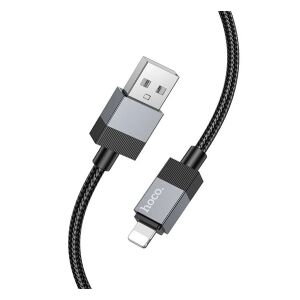 HOCO X110 adatkábel (USB - lightning, 2.4A, gyorstöltő, 100cm, cipőfűző) FEKETE 123225344 - Hoco