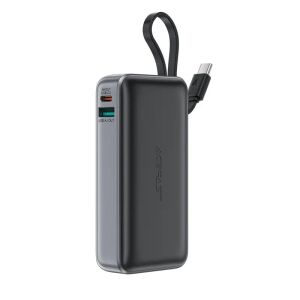 Acefast M7-10000 powerbank 1xUSB-A és 1xUSB-C csatlakozással beépített Type-C kábellel 10000mAh 30W PD - fekete 132569647 - ACEFAST