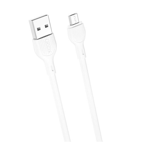 Micro USB gyorstöltő adatkábel, 2.1A, 1M, fehér, XO-NB200 123227244