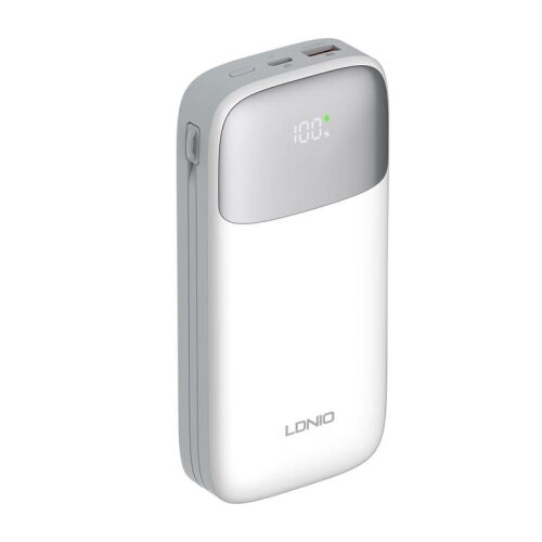 Ldnio PQ20 20000mAh power bank digitális kijelzővel, ami 100%-os töltöttséget mutat