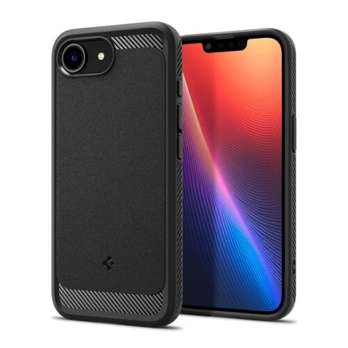 Spigen Rugged Armor Fekete iPhone 16e tok MagSafe támogatással - Spigen