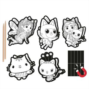 Gabby's Dollhouse Rubbelbildmagnete, unbemalt, 10 Designs - MGA Entertainment