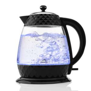 ETA Crystal glass kettle with black diamond pattern, 1.7 liters, 2200 watts, with blue light - Eta