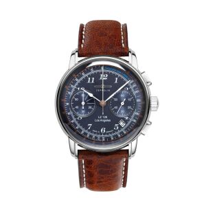 Zeppelin 7614-3 férfi karóra barna bőr szíjjal és kék számlappal, kronográf - Férfiaknak