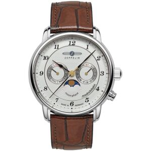 Zeppelin 8536-1 férfi karóra holdfázis, nap és dátum komplikációkkal, barna bőr szíjjal - Férfiaknak