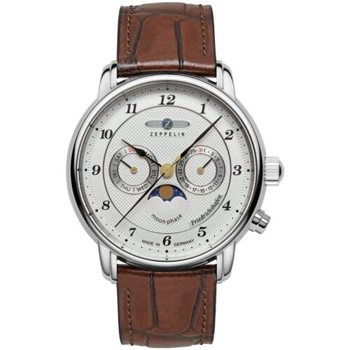 Zeppelin 8536-1 férfi karóra holdfázis, nap és dátum komplikációkkal, barna bőr szíjjal