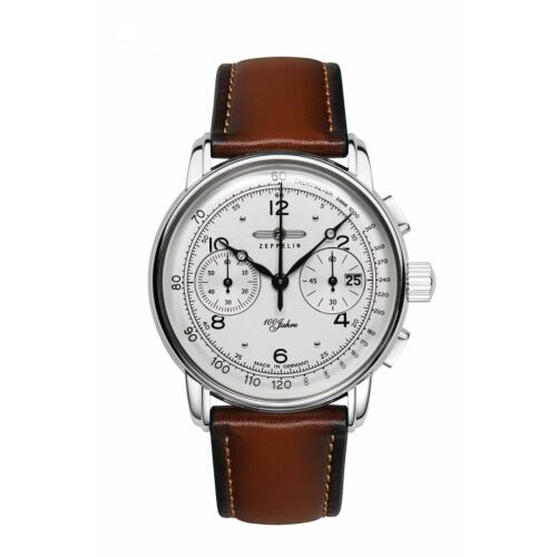 Zeppelin 8676-1 100 Jahre férfi chronograph óra barna bőr szíjjal