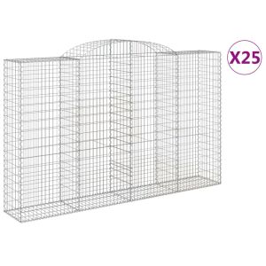 vidaXL 25 db íves horganyzott vas gabion kosár 300x50x180/200 cm 135838591 - Kerítéselem