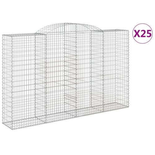 vidaXL 25 db íves horganyzott vas gabion kosár 300x50x180/200 cm 135838591