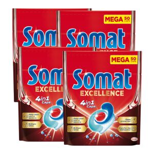 Somat Excellence 4w1 Tabletki do zmywarki, Mega Opakowanie 50 sztuk - Tabletki do zmywarek