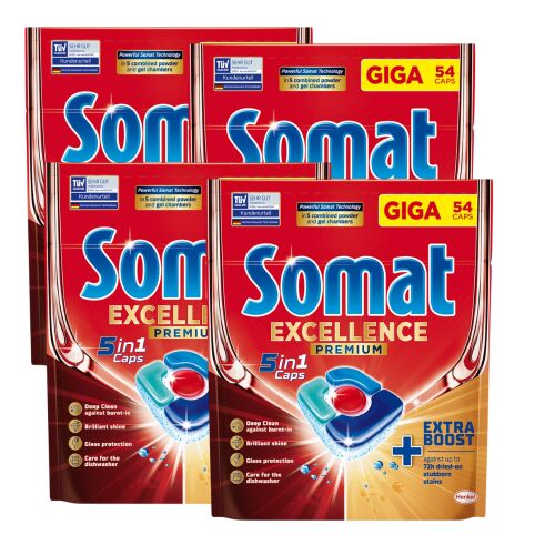 Somat Excellence 5in1 Mosogatógép Kapszula, 4 csomag 54 kapszulával