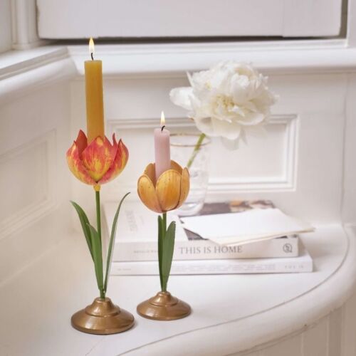 Sada 2 kovových stojanov, Pip Studio, tulipány 21 a 26 cm, žltá, kolekcia Ostatné