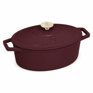 Овална емайлирана чугунена тенджера с капак 4.65L 30 cm Leonardo Berlinger Haus BH 6543, бордо 123242286