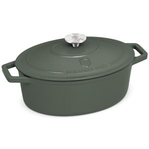 Овална чугунена тенджера с капак 4.65L, 30 cm Green Matte Berlinger Haus BH 6545, емайлирана, зелена 123242335