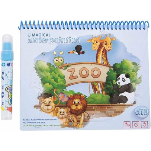 Carte magica de colorat cu apa, reutilizabila, Animale salbatice de la Zoo 123250328