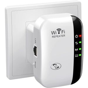 NEXTLY Wi-Fi jelerősítő, bedugva egy konnektorba, LAN porttal, WPS gombbal és LED jelzőkkel - Jelerősítő