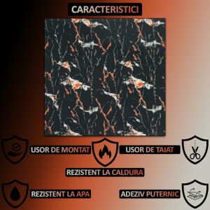 Tapet autoadeziv cu aspect de marmură NEXTLY, impermeabil, ușor de instalat, rezistent la căldură, adeziv puternic, 10,8 metri pătrați, 60x60 cm, 2 mm grosime - Nonbrand Panele & Autocolante de perete