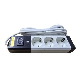 Удължител NEXTLY с 3 гнезда, с превключвател, кабел 2,5м, бял и черен - Дистрибутор