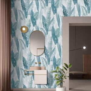 MEIBAN Tapet Frunze Albastre - Vinil Impermeabil - 60cm x 3m 123252541 - Wallpaper