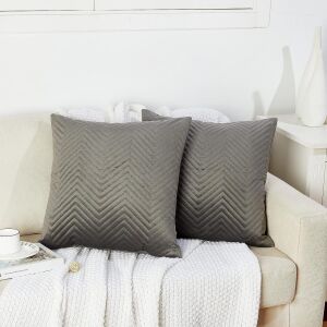 JULIYEH - Fete de Pernă Catifea - Gri - 45x45 cm 123252516 - Lenjerie de pat