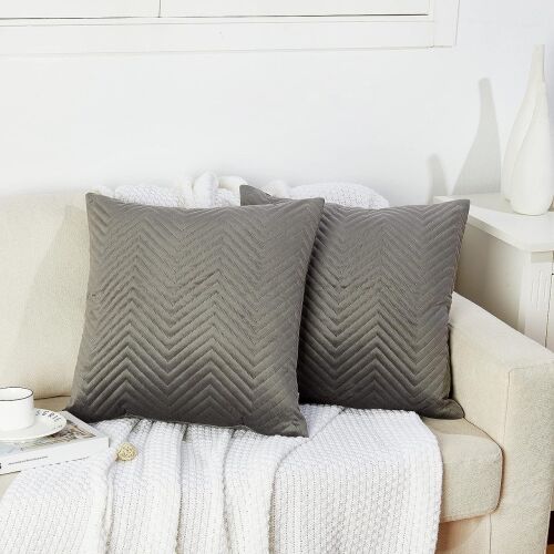 JULIYEH - Fete de Pernă Catifea - Gri - 45x45 cm 123252516