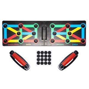 Placă de antrenament pentru flotări, 12 in 1, exerciții pe bază de culori, pliabilă, cu mânere