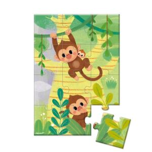 Janod 02682 Zsebpuzzle gyűjthető 12 darabos majom 123261793 - Janod