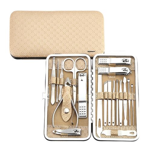 Manikűr és pedikűr készlet tokban Toolbox Bézs 20db 20982 146085609