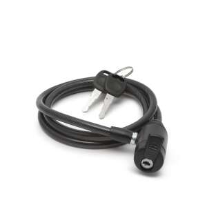 Black bicycle cable lock with keys, 8mm thick, 1 meter long - Bicycle accessory
