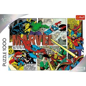 Trefl 1000 darabos Marvel Hősök kirakós játék, ikonikus karakterekkel, mint például Pókember, Hulk, Vasember, Amerika Kapitány és még sok más - Puzzle & Kirakó