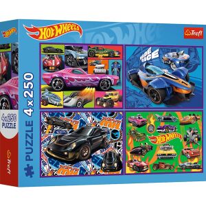 KIRAKÓS JÁTÉK TREFL 4X250 HOT WHEELS VERSENYAUTÓK