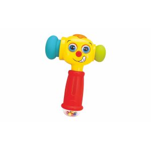Interaktív kalapács fényekkel és hangokkal, sárga, piros, kék, zöld, babáknak és kisgyermekeknek - Hola