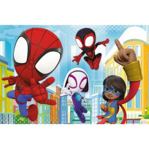 Marvel Spidey és a Csodálatos Barátok Super Shape XXL 60 darabos kirakós, Spider-Man, Miles Morales, Gwen Stacy és egy új karakter szerepel rajta - Puzzle & Kirakó