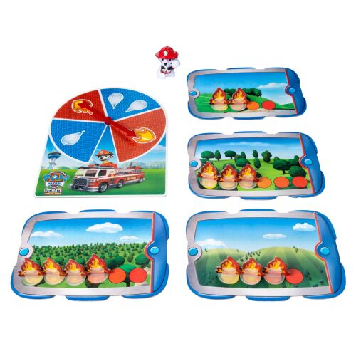 Mancs őrjárat Végzetes Mentés Mentsd meg az erdőt társasjáték, Marshall tűzoltós kutyával, játéktáblával, kártyákkal és zsetonokkal