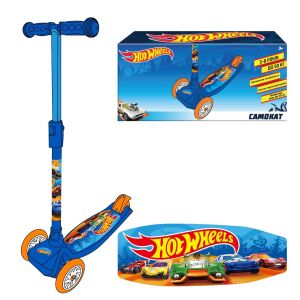 Hot Wheels 3-Rad-Roller, blau mit orangefarbenen Rädern, Seitenansicht - Elektrofahrzeug, Dreiräder, Laufräder und Kinder-Roller