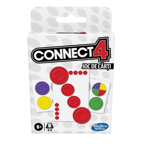 Connect 4 kártyajáték doboz, Hasbro Gaming, klasszikus játék új változatban, gyors tempójú kártyajáték