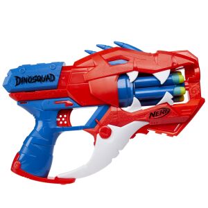 Играчка Nerf DinoSquad Raptor-Slash, червен и син дизайн на динозавър, 6-стрелов въртящ се барабан - Nerf