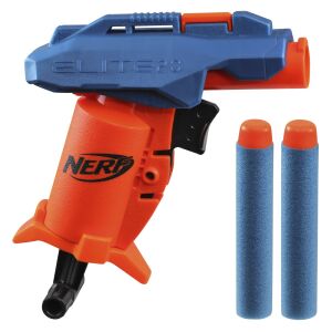 Nerf Elite 2.0 Slash blaster, pistol de jucărie albastru și portocaliu cu două săgeți albastre - Hasbro Arme de jucărie, gloante