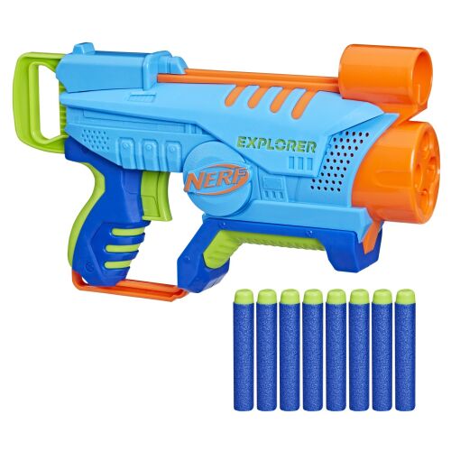 Nerf Elite Jr Explorer játék lövő, kék és narancssárga, 8 nyíllal