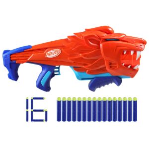 Nerf Lionfury Blaster cu 16 săgeți, pistol de jucărie roșu și albastru - Nerf
