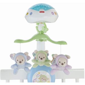 Fisher-Price Butterfly Dreams 3-в-1 Проекционен Мобил, бебешка мобила с въртящи се плюшени мечета, проекция на звезди, успокояваща музика и звуци от природата - Музикално въртене, прожектиране на въртене